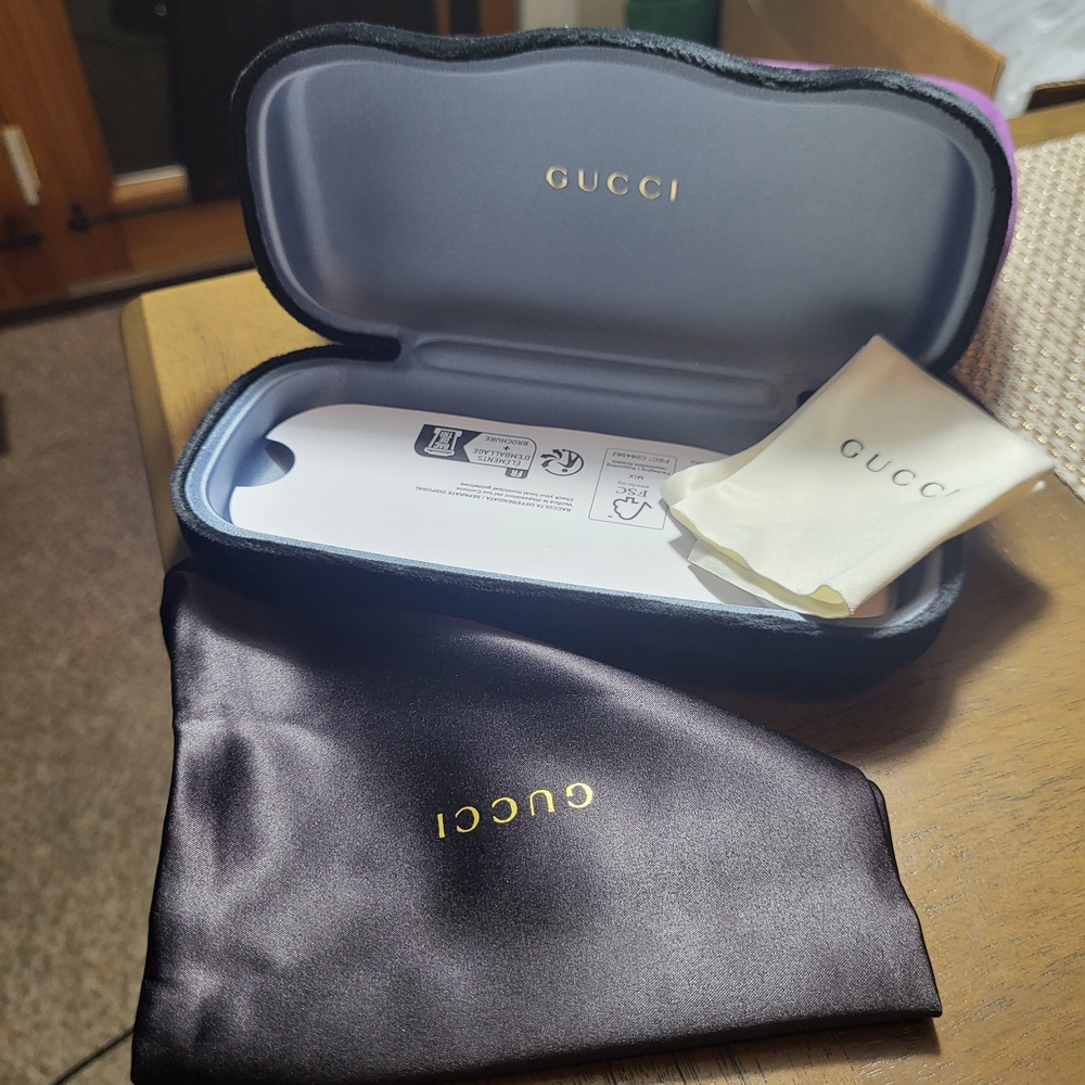 Gucci Eyewear Case with Black Satin Pouch/ Cleaning. # 254